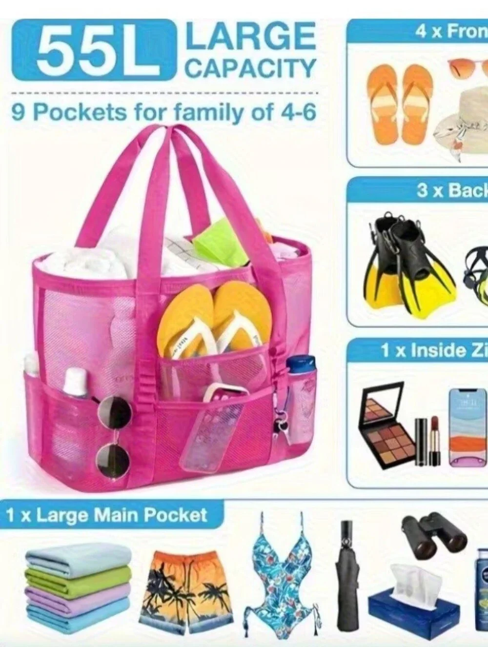 Mesh Tote Bag for the Beach Or Picnic
